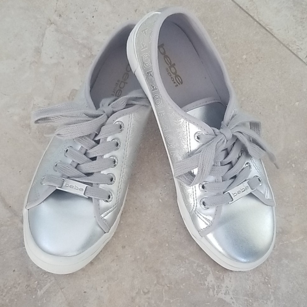 bebe Metalic Silver Sneakers